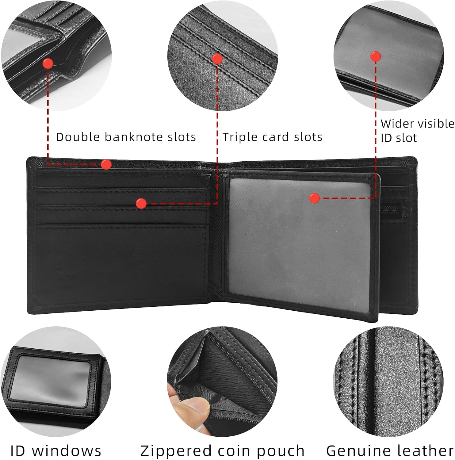 BILLETERA PARA HOMBRE TOPFORGES DE CUERO CON RFID Y CIERRE NEGRO - 3