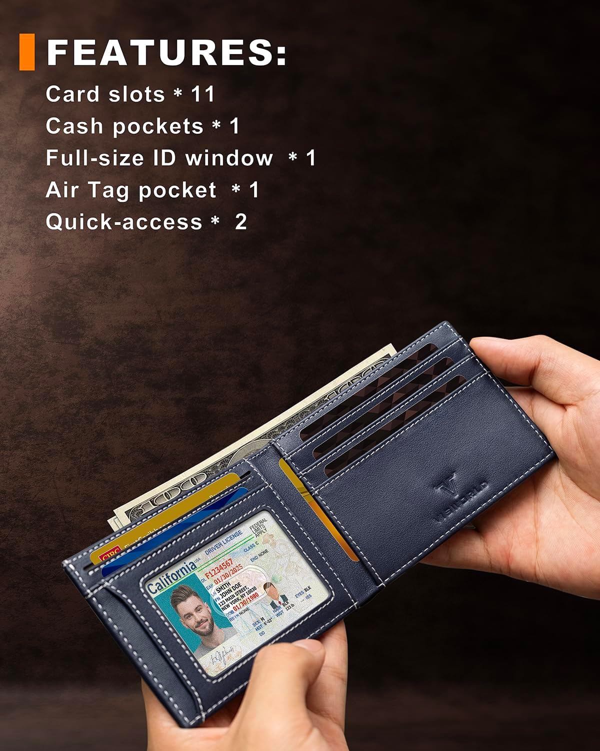 BILLETERA PARA HOMBRE VISWORLD DE CUERO FULL-GRAIN CON PORTA AIRTAG - 2