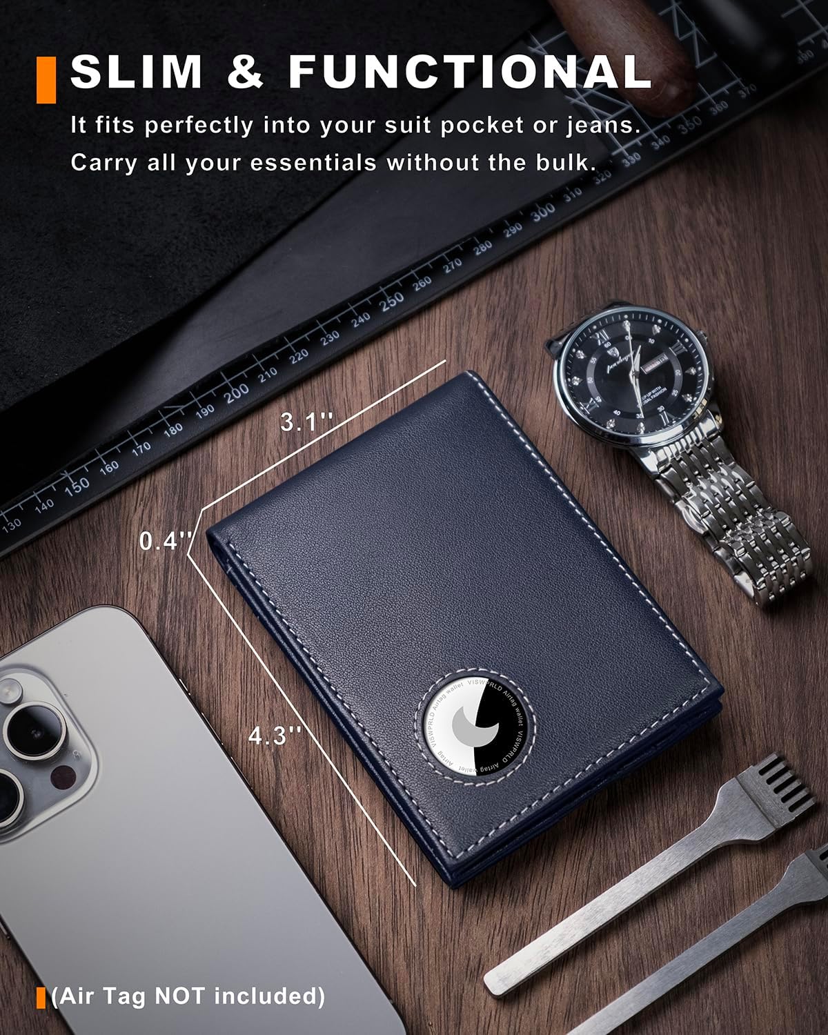 BILLETERA PARA HOMBRE VISWORLD DE CUERO FULL-GRAIN CON PORTA AIRTAG - 4