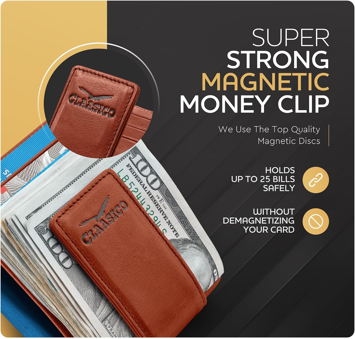 BILLETERA PARA HOMBRE CLAASICO CON CLIP MAGNÉTICO Y BLOQUEO RFID - 3