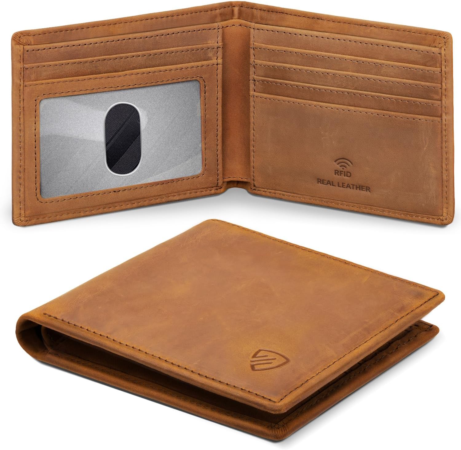 BILLETERA PARA HOMBRE RUNBOX SLIM BIFOLD DE CUERO CON BLOQUEO RFID - 1