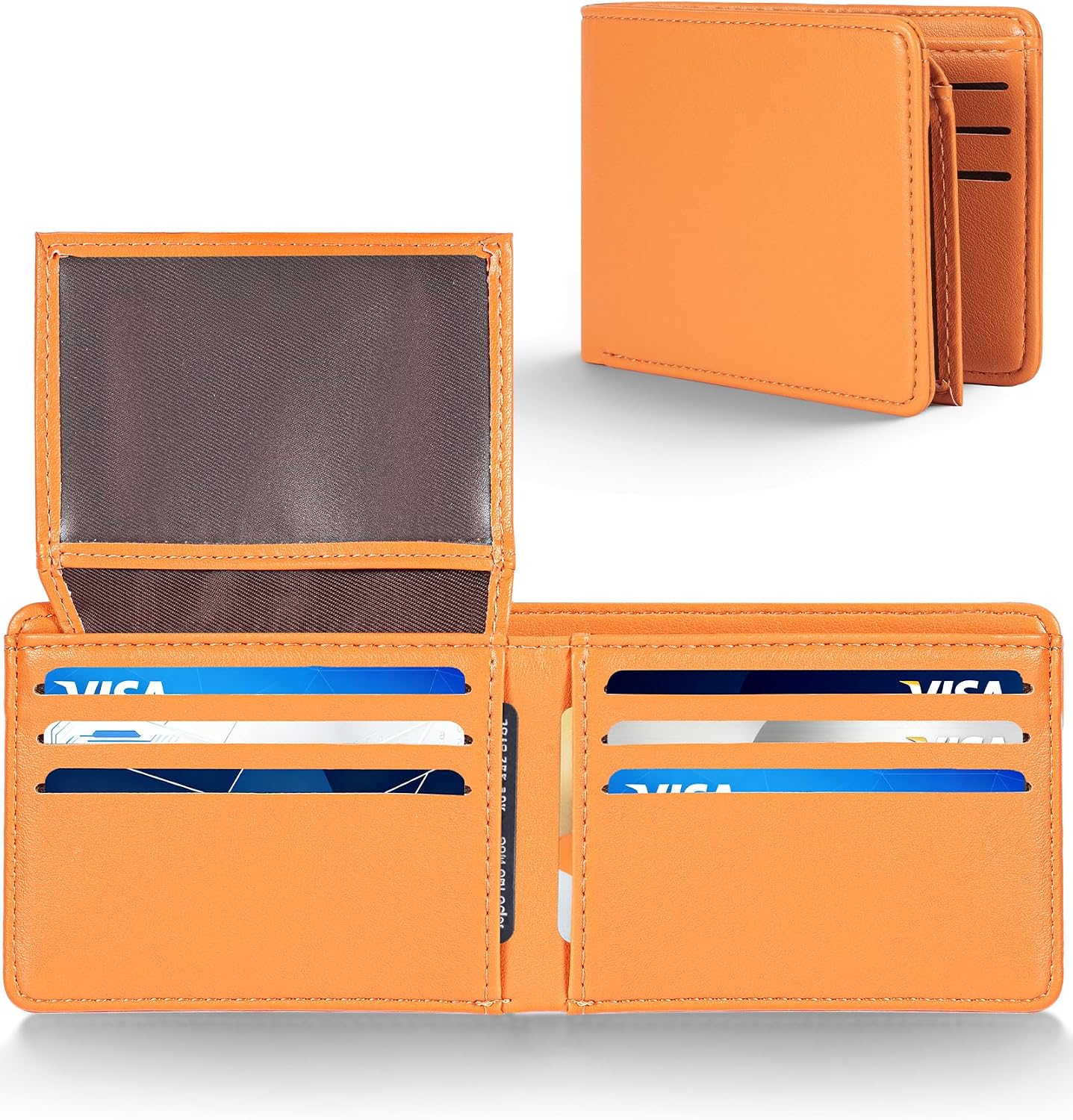 BILLETERA PARA HOMBRE GNDR BIFOLD NARANJA CON BLOQUEO RFID Y DISEÑO SLIM - 1