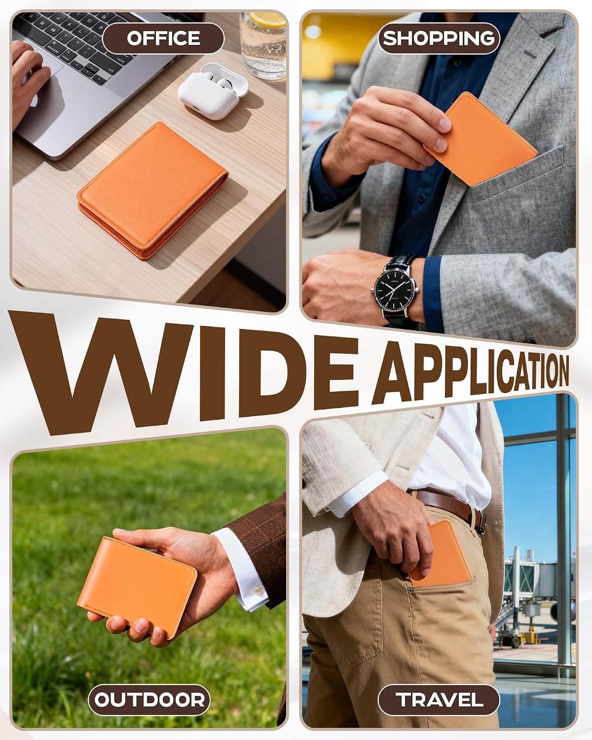 BILLETERA PARA HOMBRE GNDR BIFOLD NARANJA CON BLOQUEO RFID Y DISEÑO SLIM - 5
