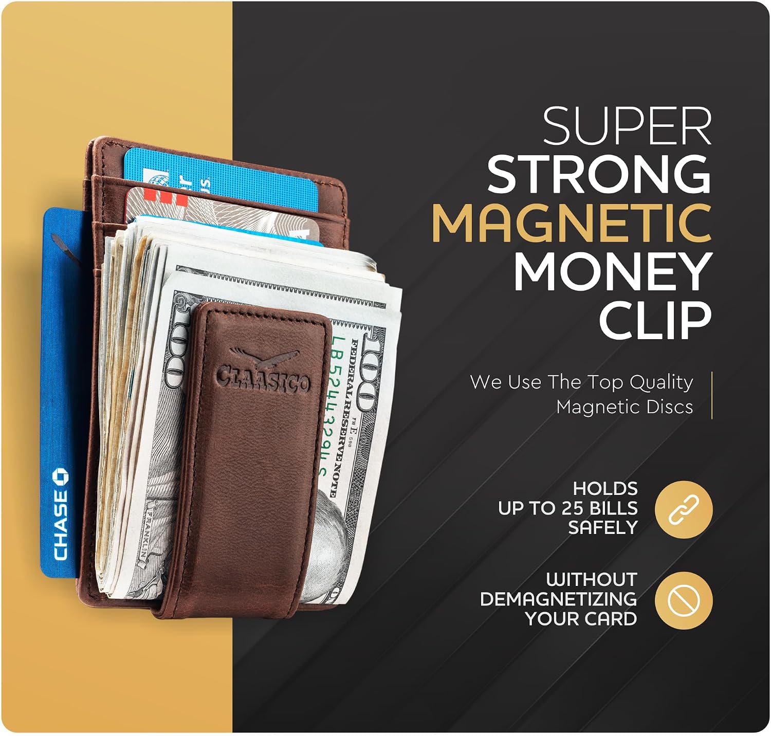 BILLETERA PARA HOMBRE CLAASICO CON CLIP MAGNÉTICO Y BLOQUEO RFID - 3