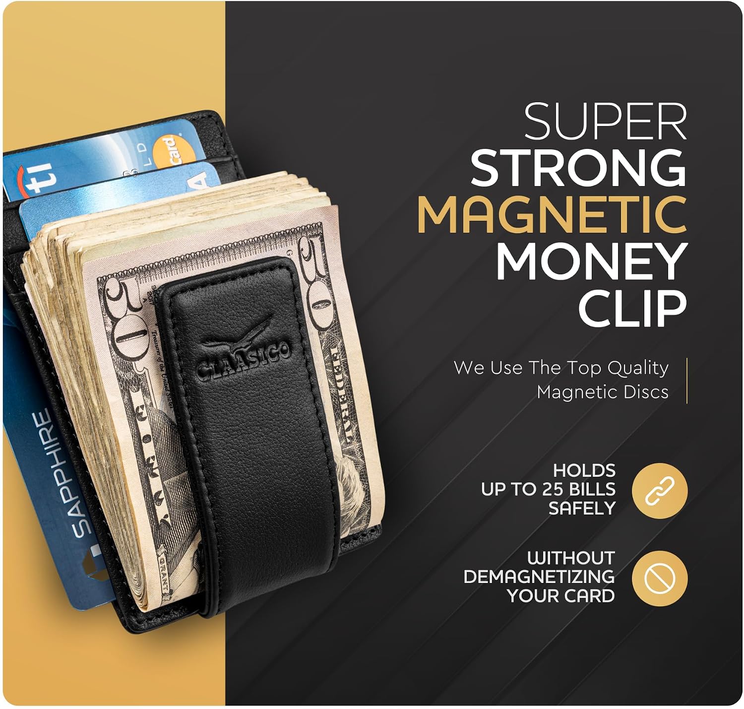 BILLETERA PARA HOMBRE CLAASICO CON CLIP MAGNÉTICO Y BLOQUEO RFID - 3