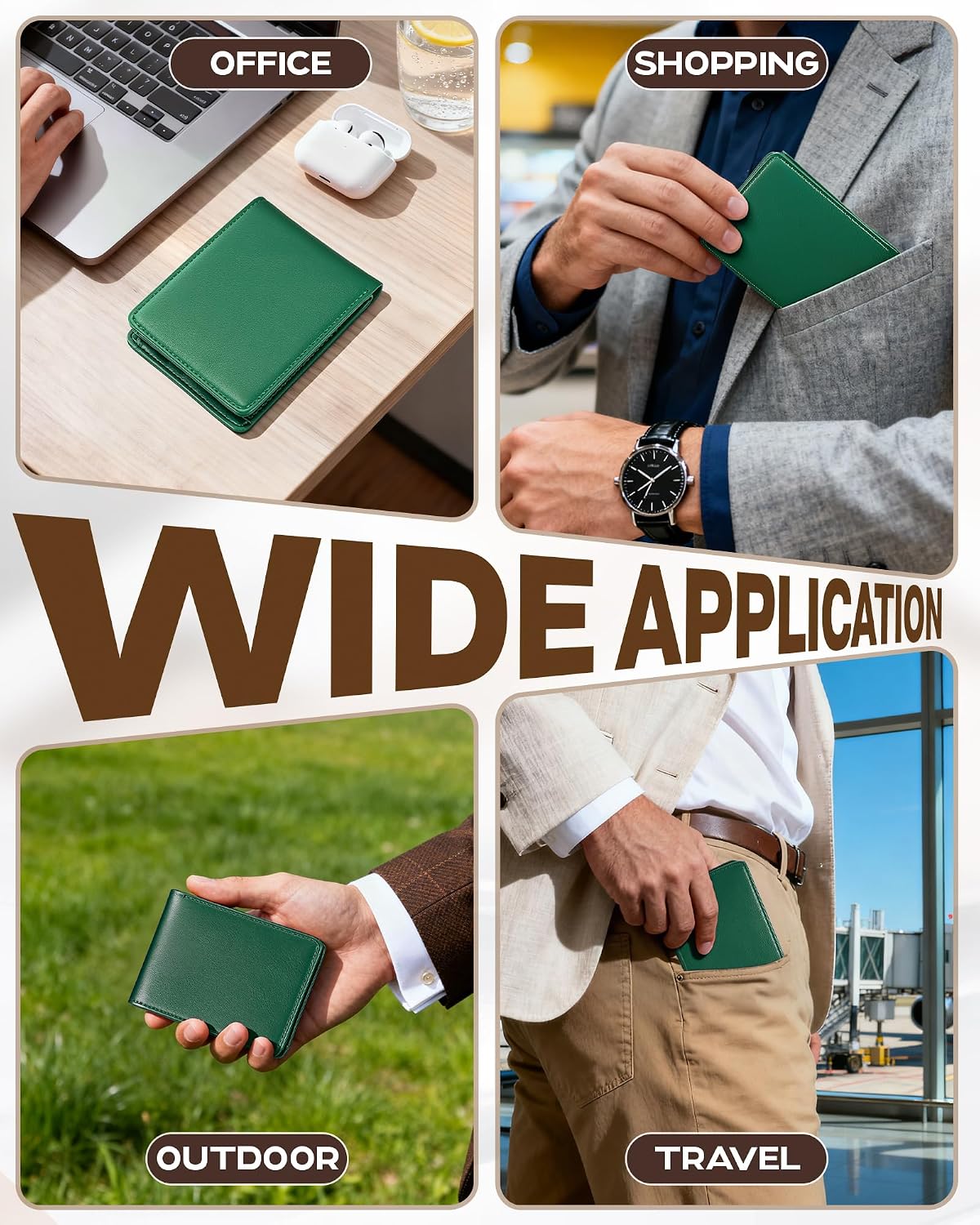 BILLETERA PARA HOMBRE GNDR BIFOLD VERDE ACEITUNA CON BLOQUEO RFID Y DISEÑO SLIM - 5