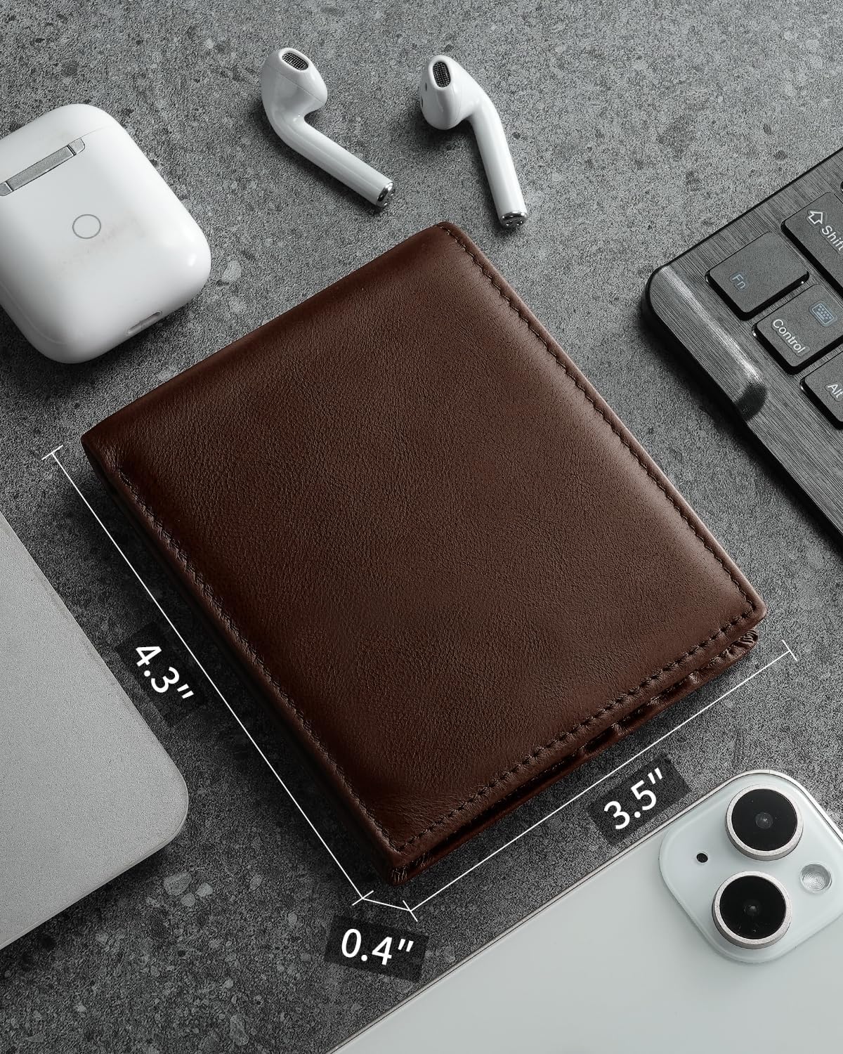 BILLETERA DE CUERO PARA HOMBRE SEROVI BIFOLD CON BLOQUEO RFID Y 12 RANURAS PARA TARJETAS MARRÓN - 3
