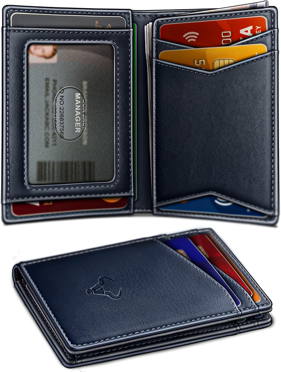 BILLETERA PARA HOMBRE BULLIANT SLIM DE CUERO CON CIERRE MAGNÉTICO Y BLOQUEO RFID PARA 11 TARJETAS - 1