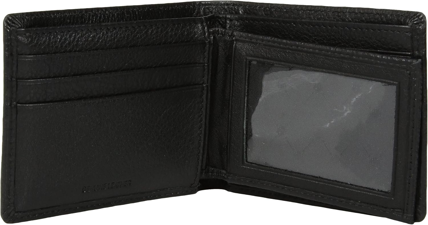 BILLETERA PARA HOMBRE PERRY ELLIS PARK AVENUE DE CUERO 100% CON PORTA PASAPORTE NEGRA - 5