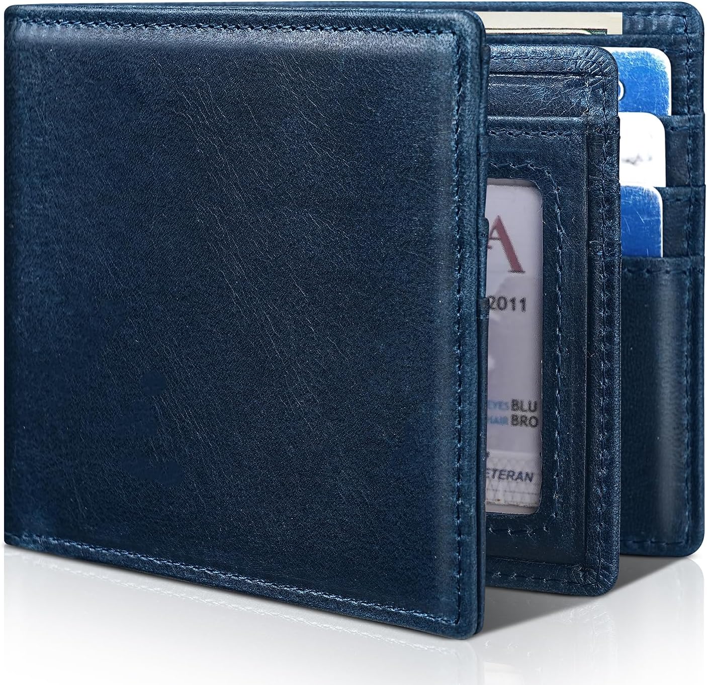 BILLETERA PARA HOMBRE ARTPAXY BIFOLD DE CUERO GENUINO CON BLOQUEO RFID Y 13 RANURAS PARA TARJETAS - 1