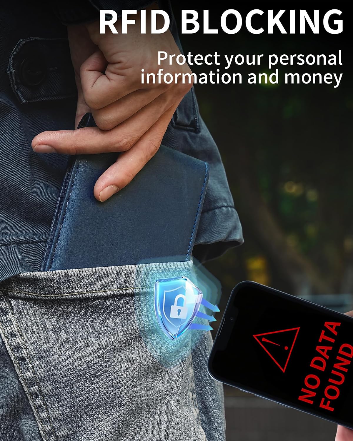BILLETERA PARA HOMBRE ARTPAXY BIFOLD DE CUERO GENUINO CON BLOQUEO RFID Y 13 RANURAS PARA TARJETAS - 4