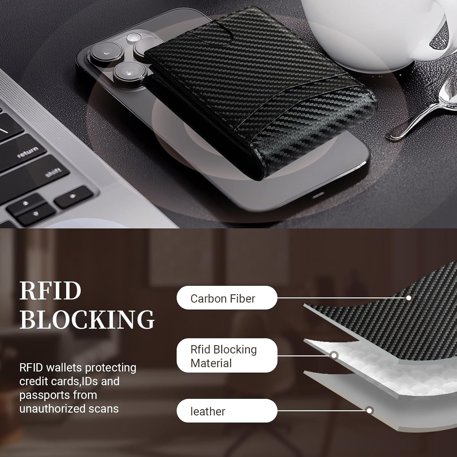 BILLETERA GNDR PARA HOMBRE DE CUERO CON BLOQUEO RFID NEGRA - 4