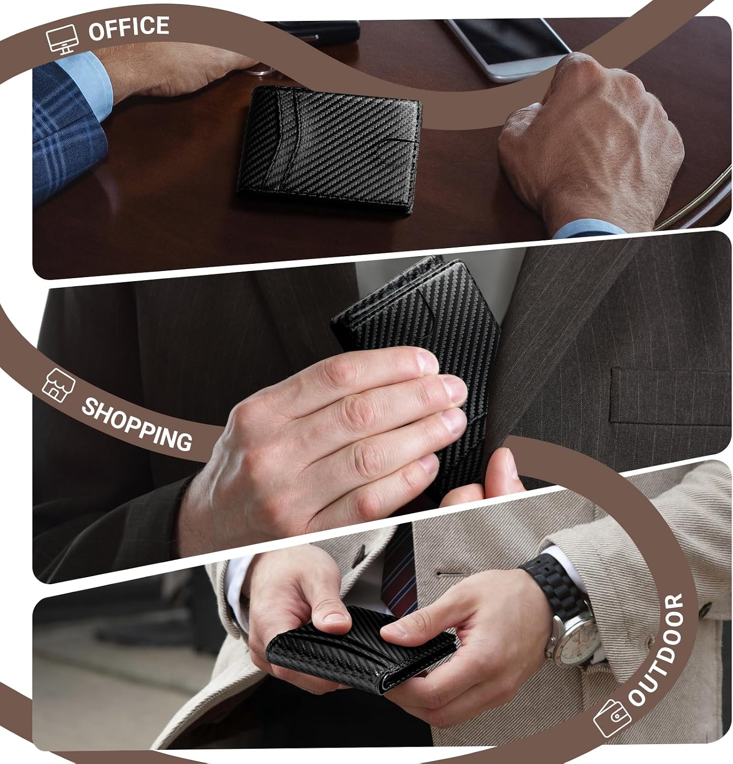 BILLETERA GNDR PARA HOMBRE DE CUERO CON BLOQUEO RFID NEGRA - 5