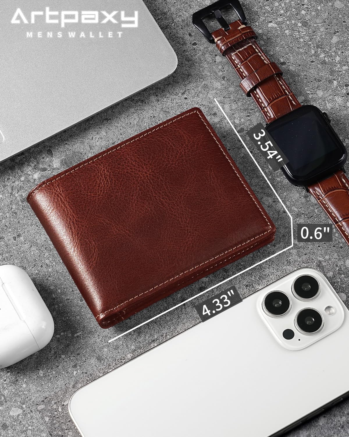 BILLETERA PARA HOMBRE ARTPAXY BIFOLD DE CUERO GENUINO CON BLOQUEO RFID 13 TARJETEROS 1 VENTANA ID 2 COMPARTIMENTOS PARA BILLETES - 2