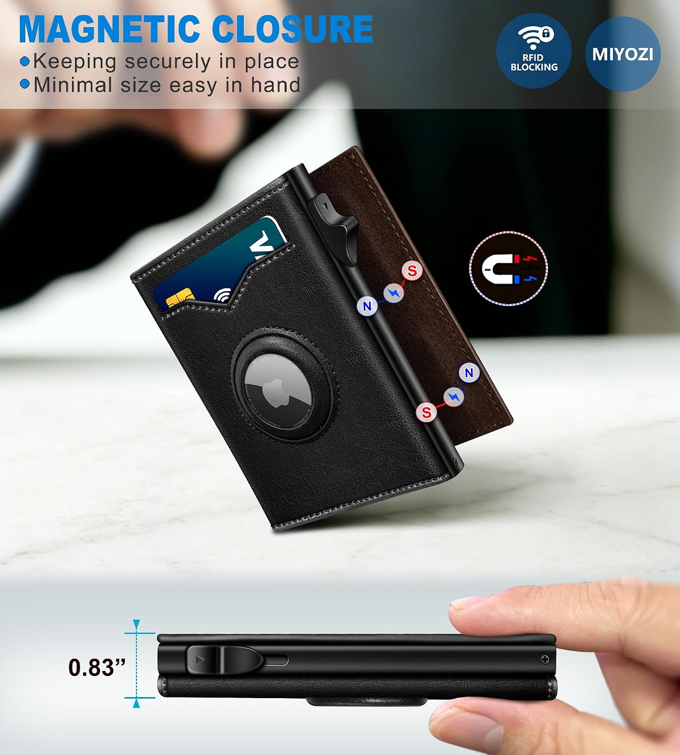 BILLETERA PARA HOMBRE MIYOZI CON COMPARTIMENTO PARA AIRTAG Y CIERRE MAGNÉTICO - 4