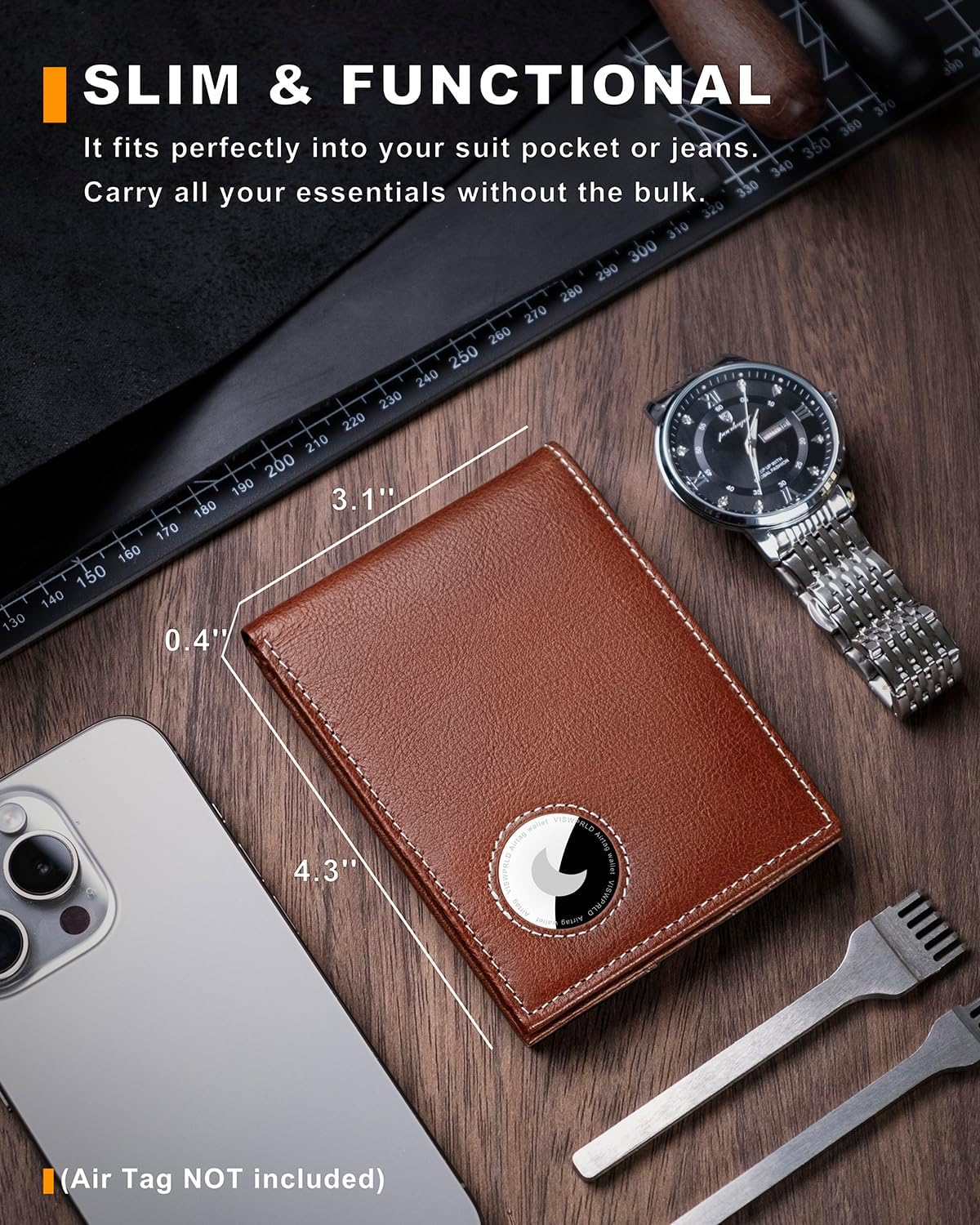 BILLETERA PARA HOMBRE VISWORLD DE CUERO FULL-GRAIN CON PORTA AIRTAG - 5