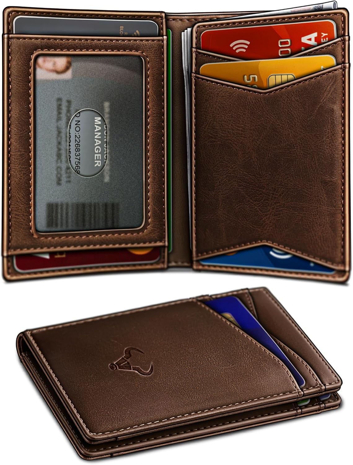BILLETERA PARA HOMBRE BULLIANT SLIM DE CUERO CON CIERRE MAGNÉTICO Y BLOQUEO RFID PARA 11 TARJETAS - 1