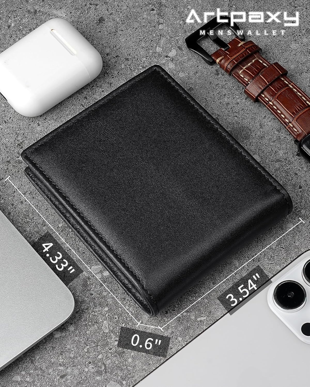 BILLETERA PARA HOMBRE ARTPAXY DE CUERO GENUINO CON BLOQUEO RFID Y 11 RANURAS PARA TARJETAS - 2