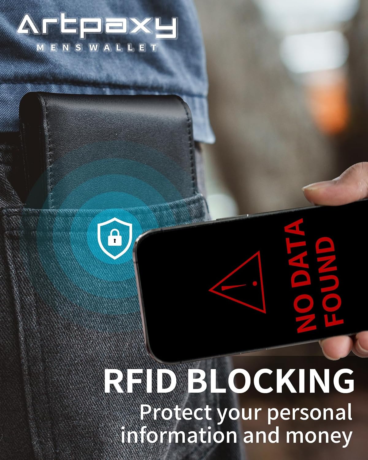 BILLETERA PARA HOMBRE ARTPAXY DE CUERO GENUINO CON BLOQUEO RFID Y 11 RANURAS PARA TARJETAS - 4