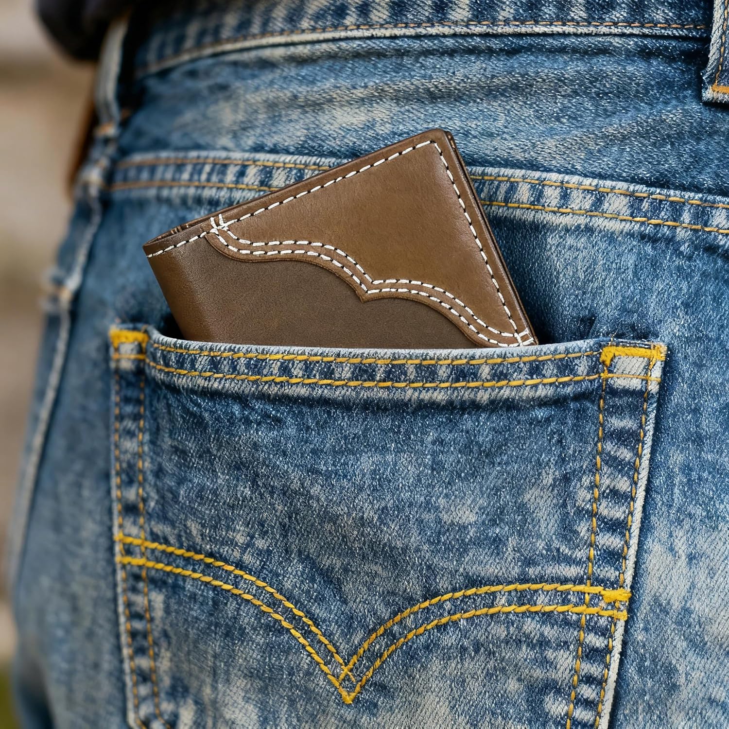 BILLETERA WRANGLER PARA HOMBRE MINI BIFOLD DE CUERO GENUINO CON ESTILO WESTERN RODEO - 4