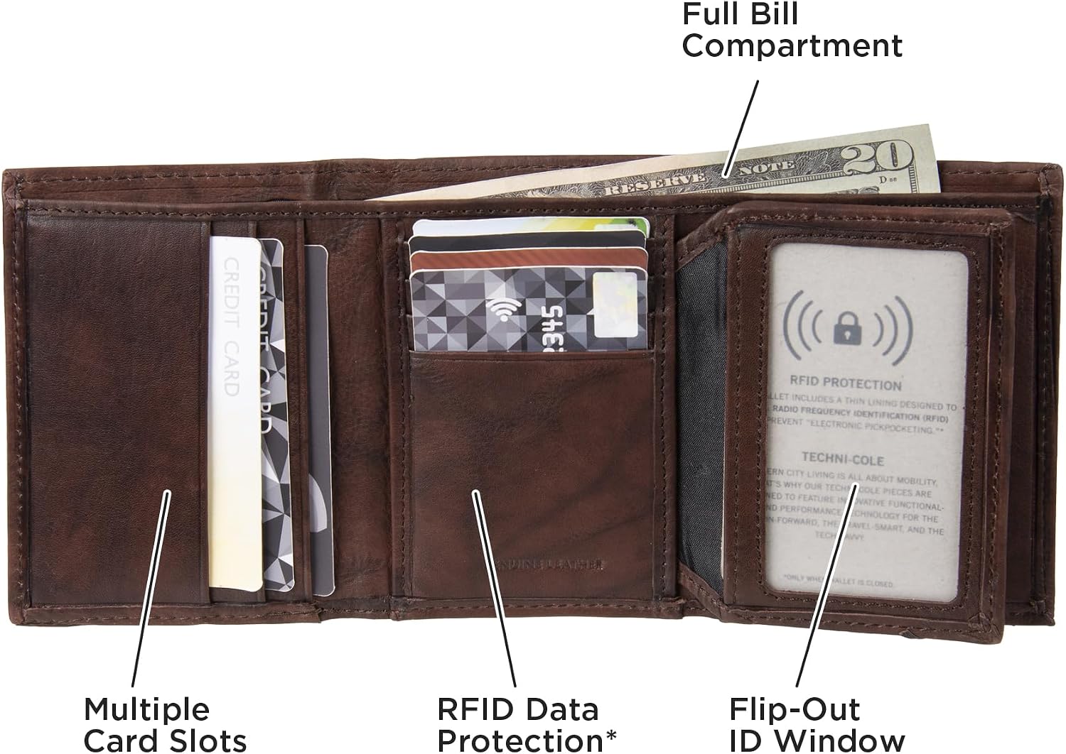 BILLETERA KENNETH COLE REACTION PARA HOMBRE CON BLOQUEO RFID, CUERO, MARRÓN, TALLA ÚNICA - 4