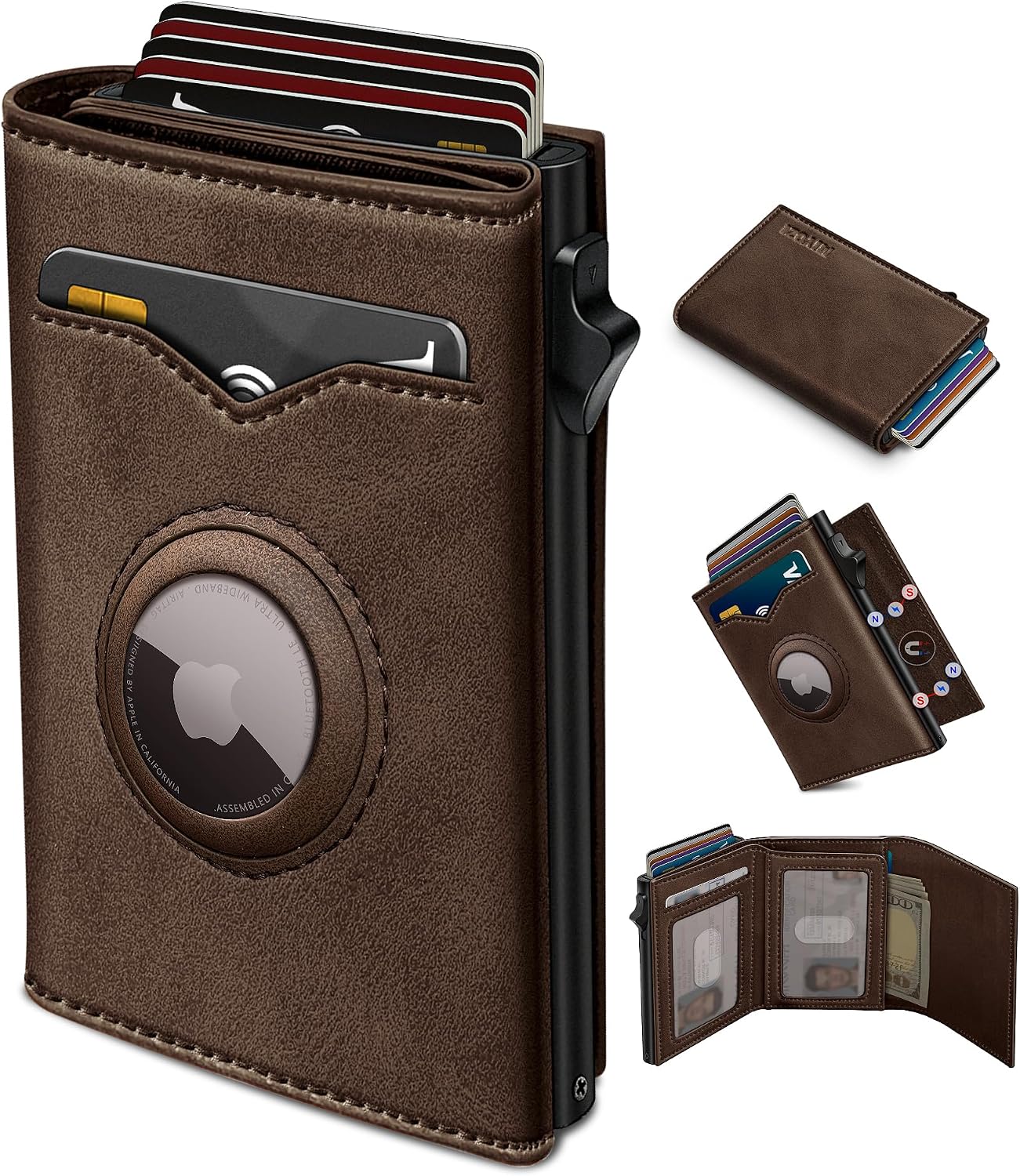 BILLETERA PARA HOMBRE MIYOZI TRIFOLD CON BLOQUEO RFID Y COMPARTIMENTO PARA AIRTAG - 1