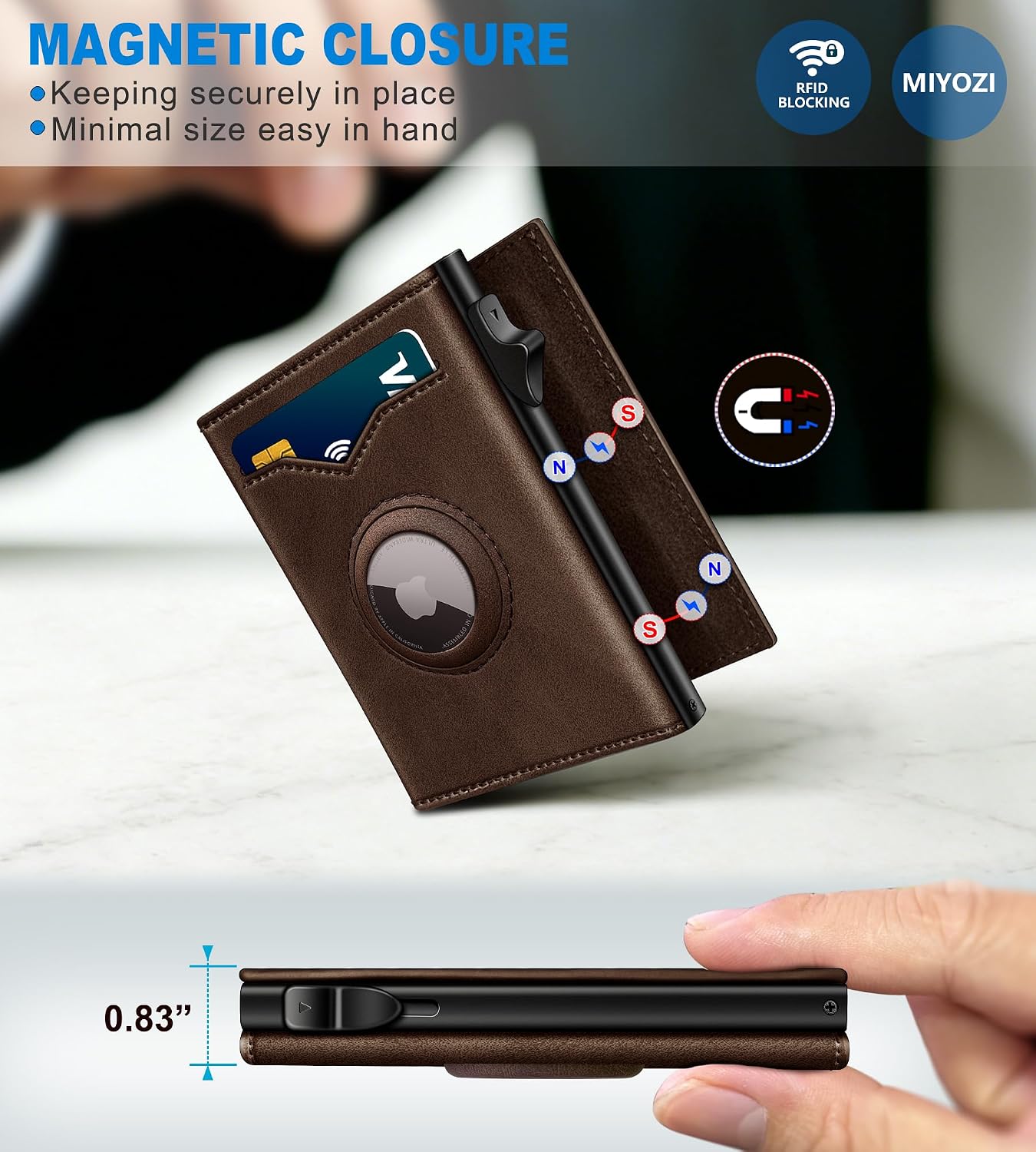 BILLETERA PARA HOMBRE MIYOZI TRIFOLD CON BLOQUEO RFID Y COMPARTIMENTO PARA AIRTAG - 4