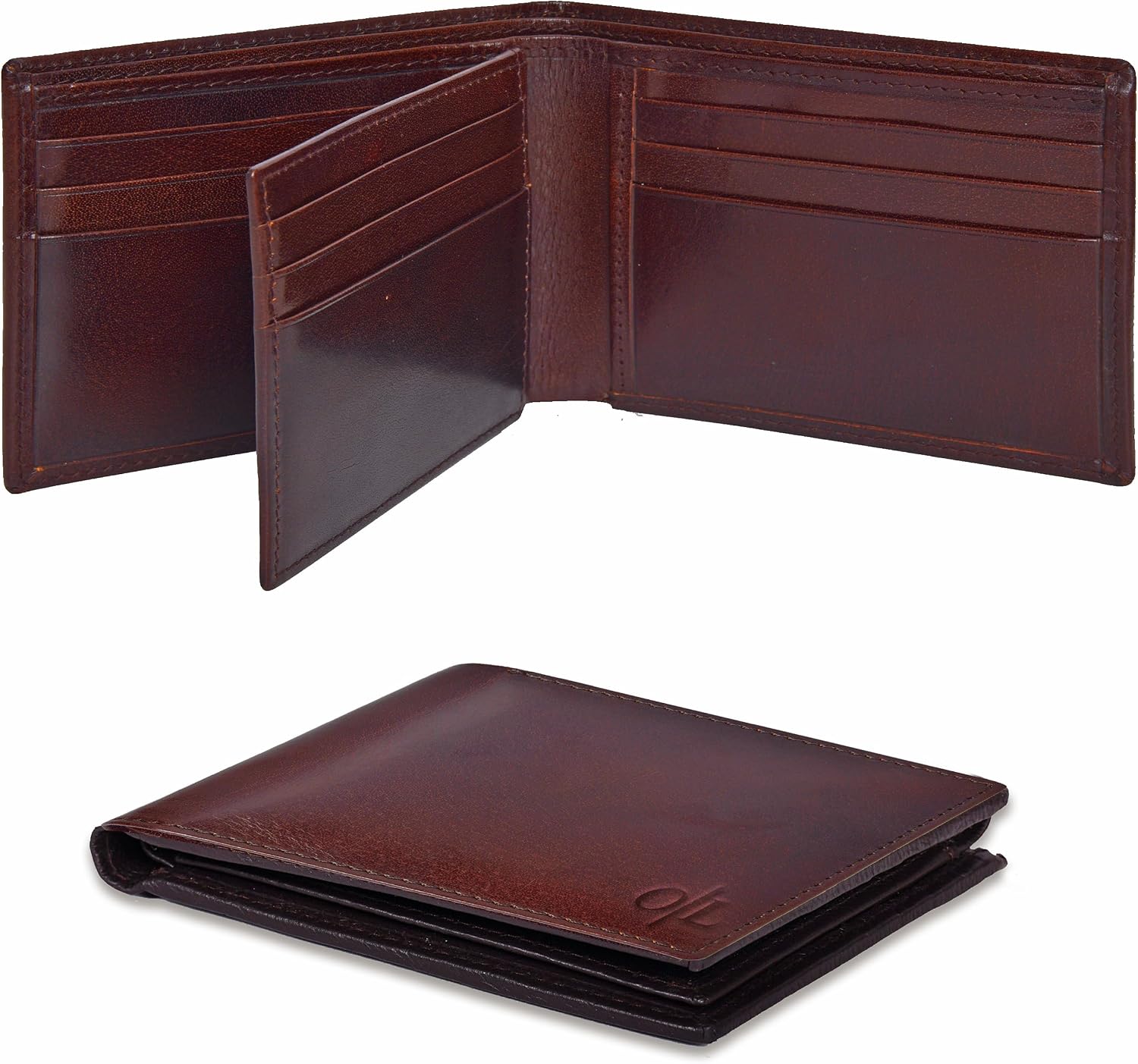 BILLETERA DE CUERO PARA HOMBRE OAK LEATHERS SLIM RFID BIFOLD COMPACTA GENUINA - 1