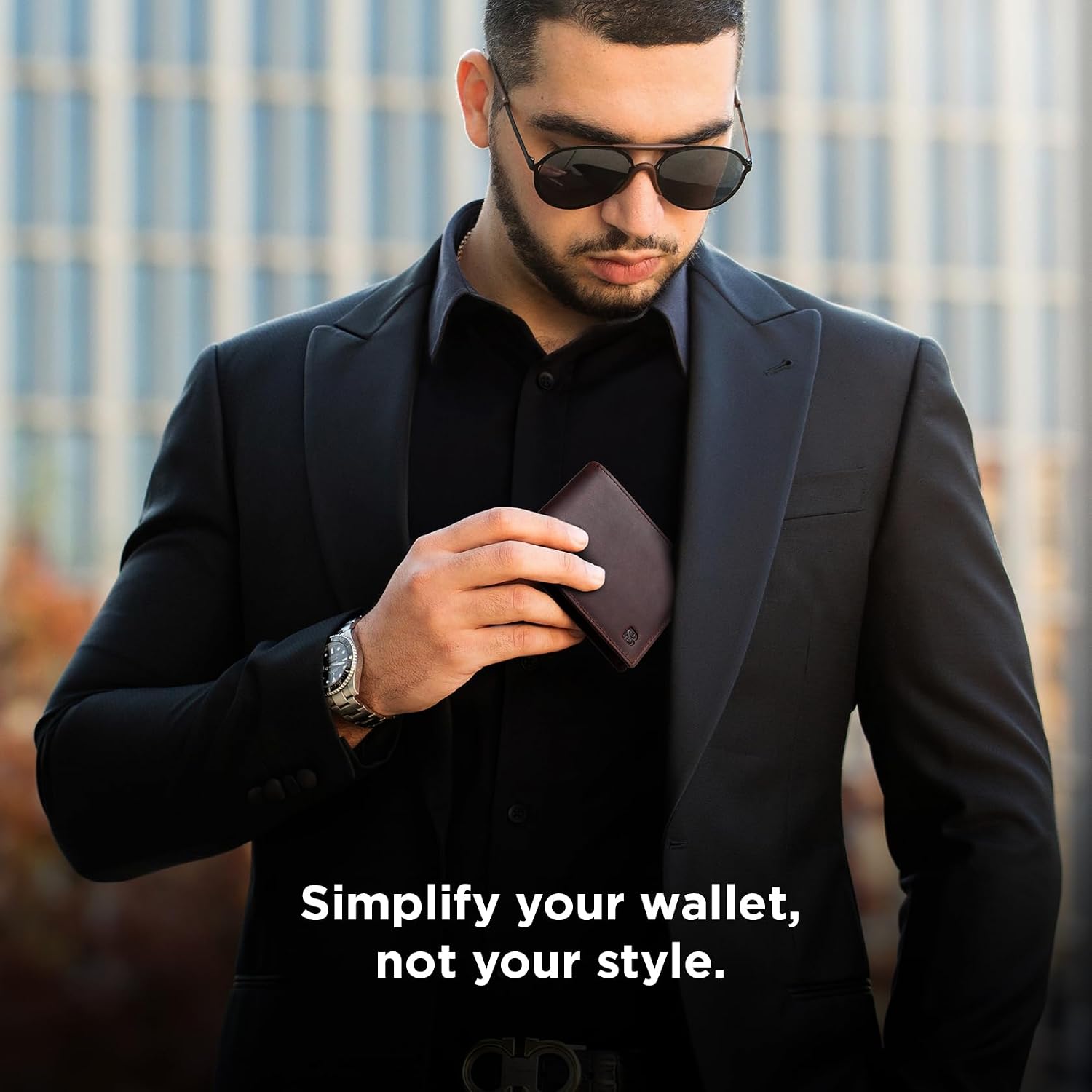 BILLETERA PARA HOMBRE SERMAN BRANDS DE CUERO FULL GRAIN CON BLOQUEO RFID Y ALTA CAPACIDAD - 5