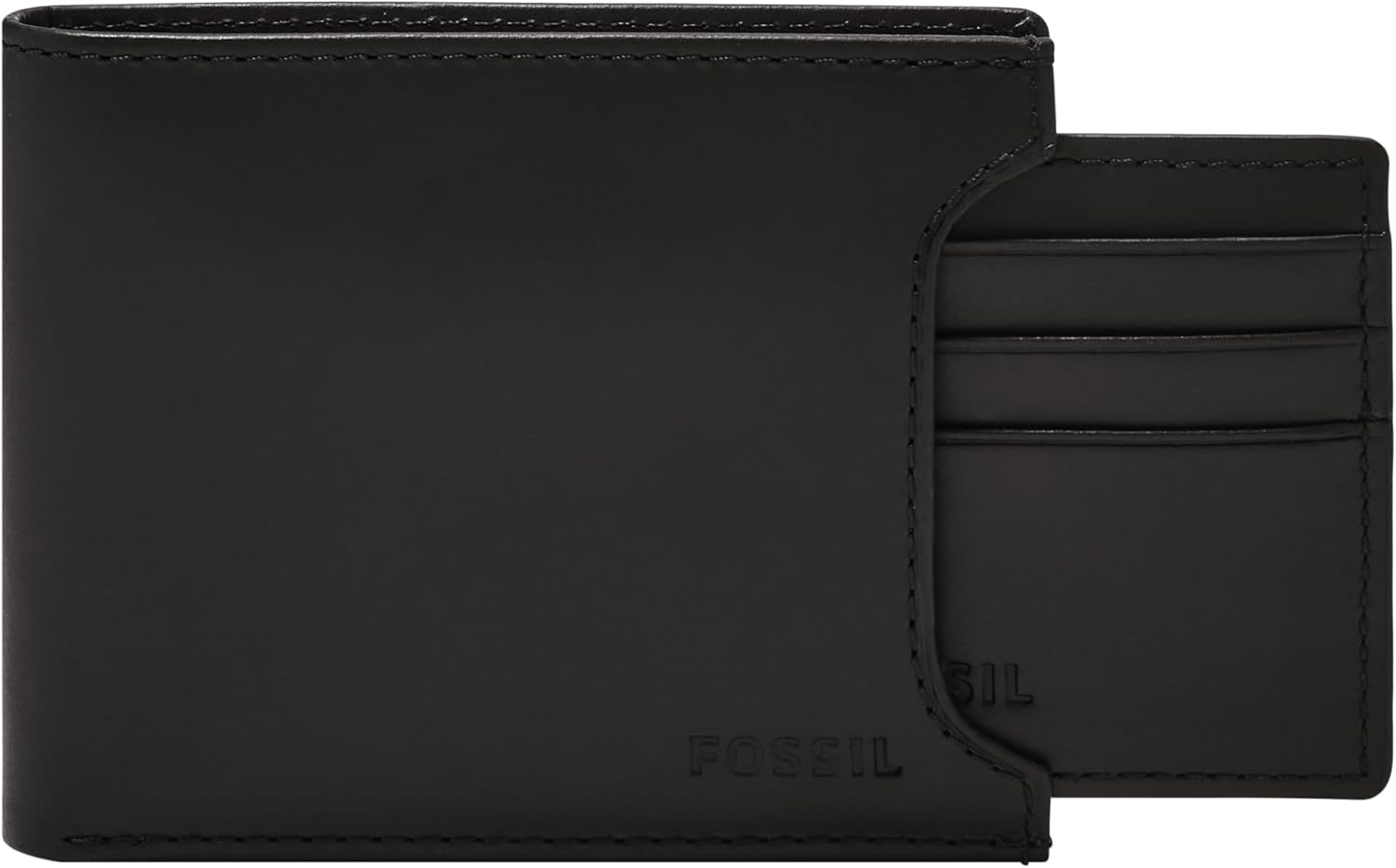 BILLETERA PARA HOMBRE FOSSIL DERRICK DE CUERO NEGRO CON PORTA TARJETAS REMOVIBLE - 1