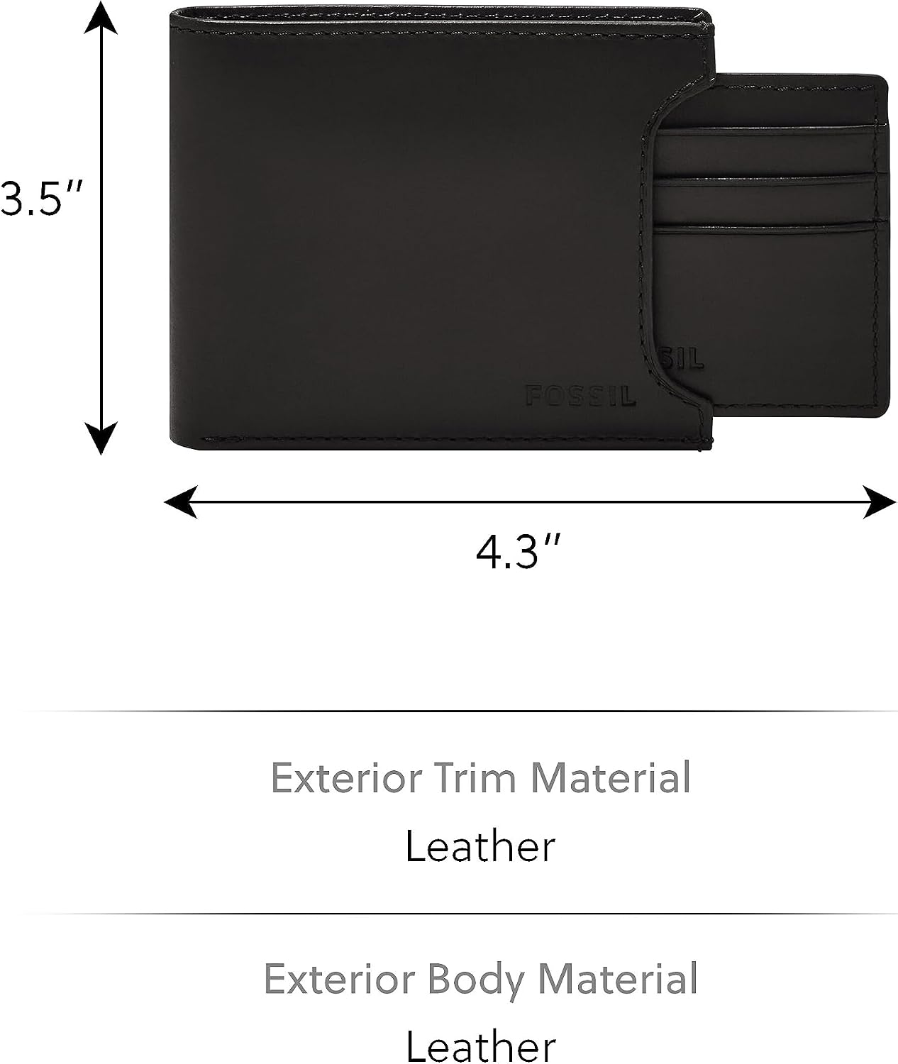 BILLETERA PARA HOMBRE FOSSIL DERRICK DE CUERO NEGRO CON PORTA TARJETAS REMOVIBLE - 4