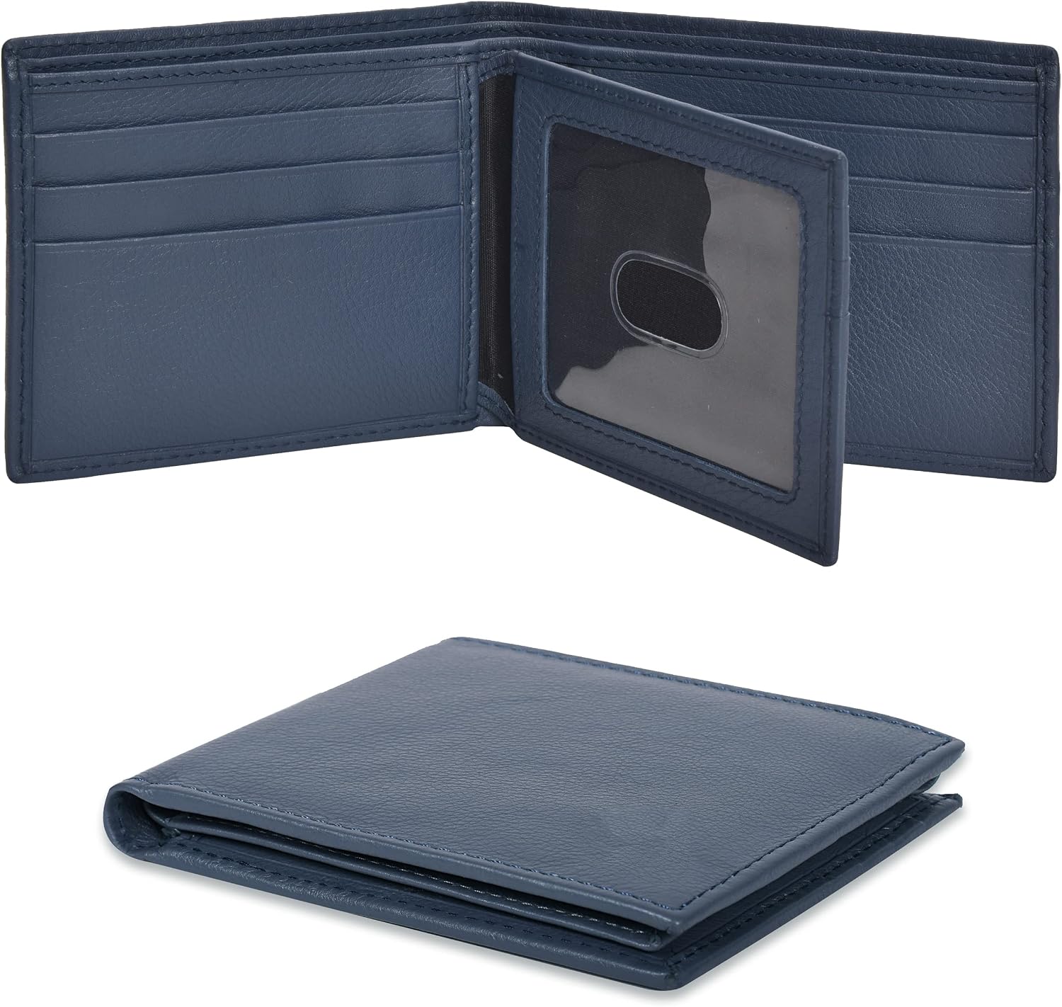 BILLETERA DE CUERO PARA HOMBRE OAK LEATHERS SLIM RFID BIFOLD COMPACTA GENUINA - 1