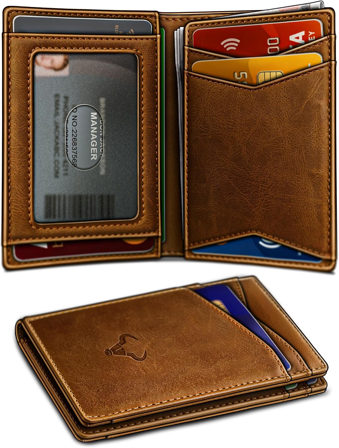 BILLETERA PARA HOMBRE BULLIANT SLIM DE CUERO CON CIERRE MAGNÉTICO Y BLOQUEO RFID PARA 11 TARJETAS - 1
