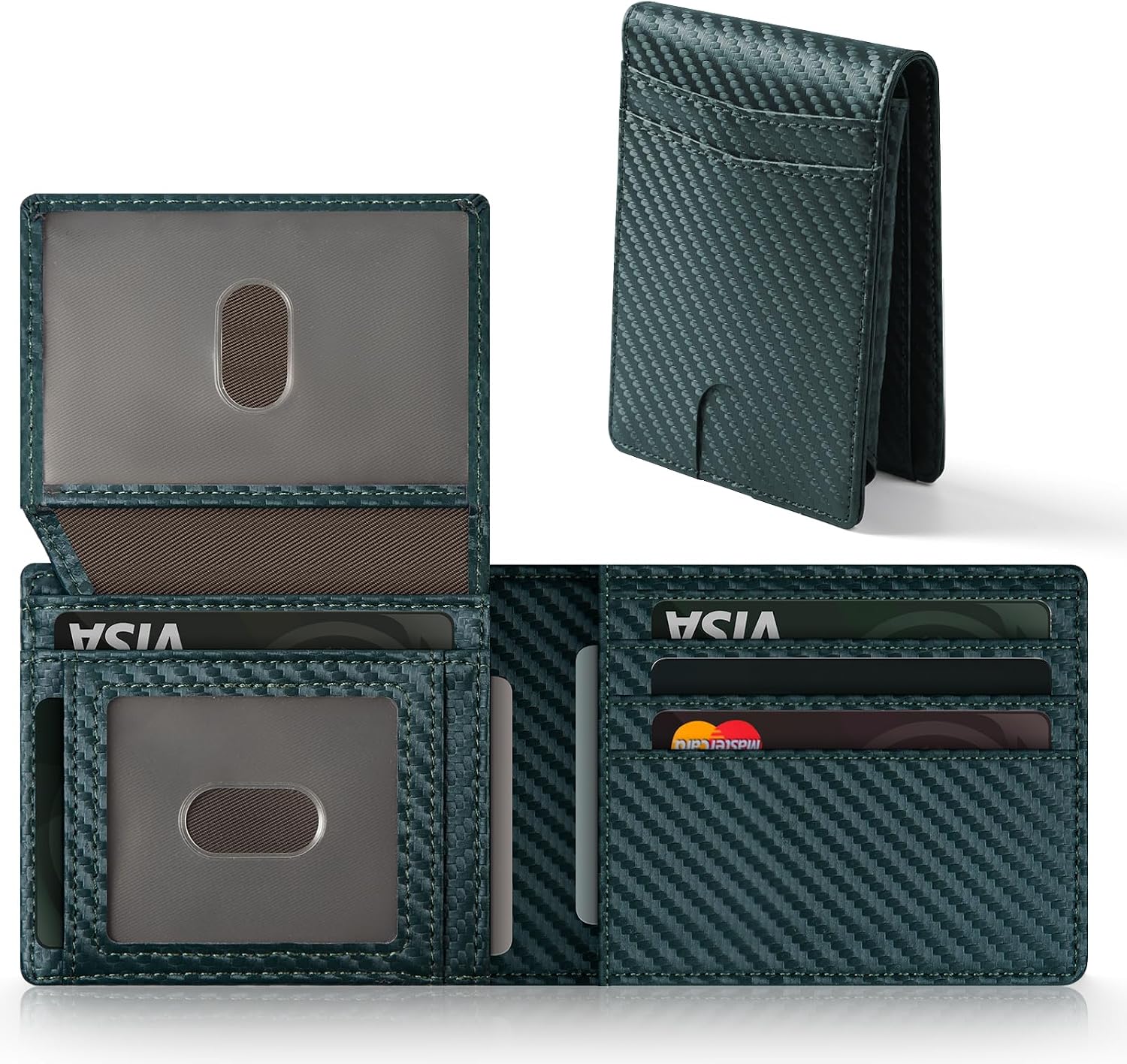 BILLETERA PARA HOMBRE GNDR DE CUERO VERDE CON BLOQUEO RFID Y PORTA TARJETAS BIFOLD - 1