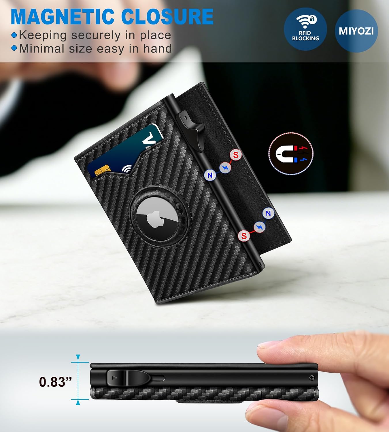 BILLETERA PARA HOMBRE MIYOZI CON RANURA PARA AIRTAG Y CIERRE MAGNÉTICO - 4