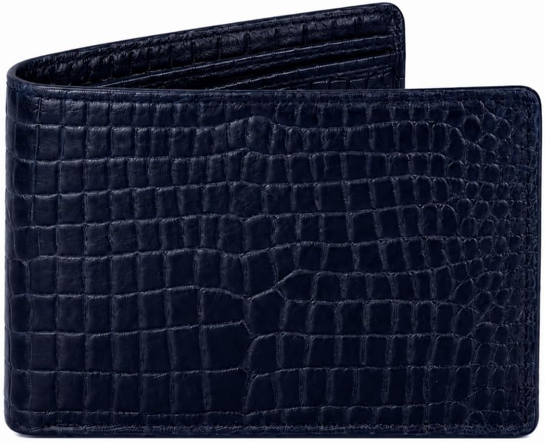 BILLETERA DE CUERO PARA HOMBRE BEAARIC RFID BLOQUEO BIFOLD AZUL MARINO - 1