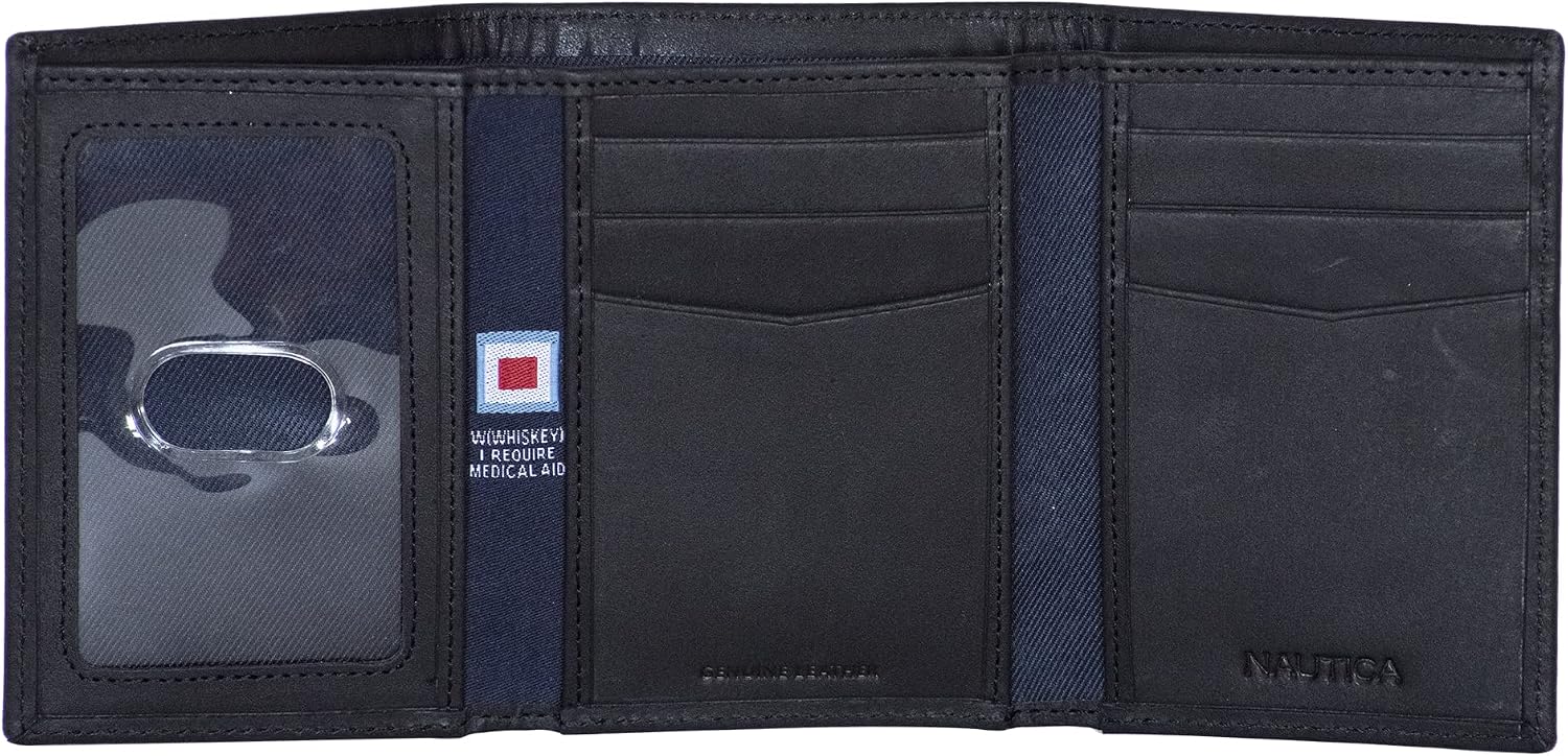 BILLETERA PARA HOMBRE NAUTICA TRIFOLD CON PROTECCIÓN RFID CUERO GENUINO - 2