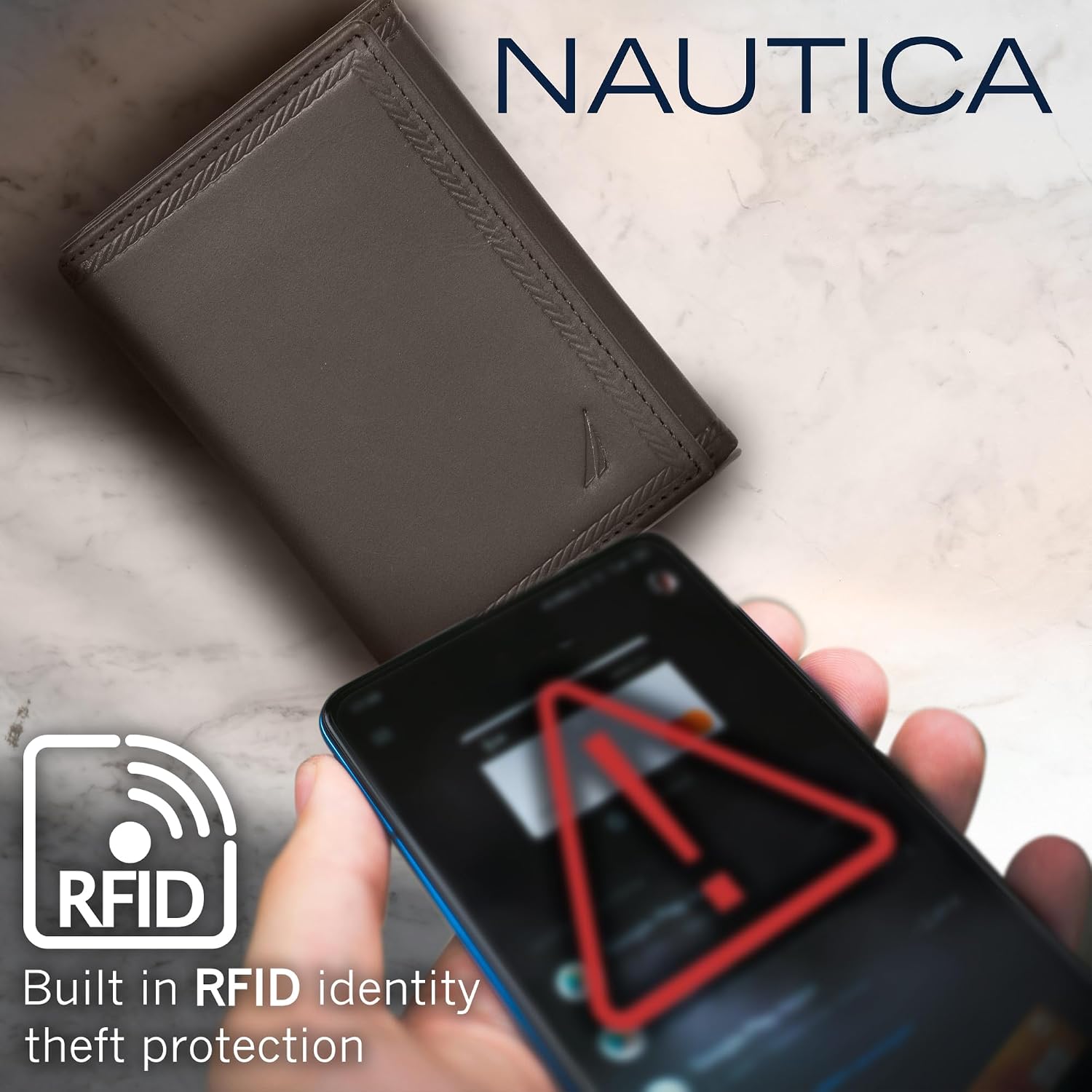 BILLETERA PARA HOMBRE NAUTICA TRIFOLD CON PROTECCIÓN RFID CUERO GENUINO - 5