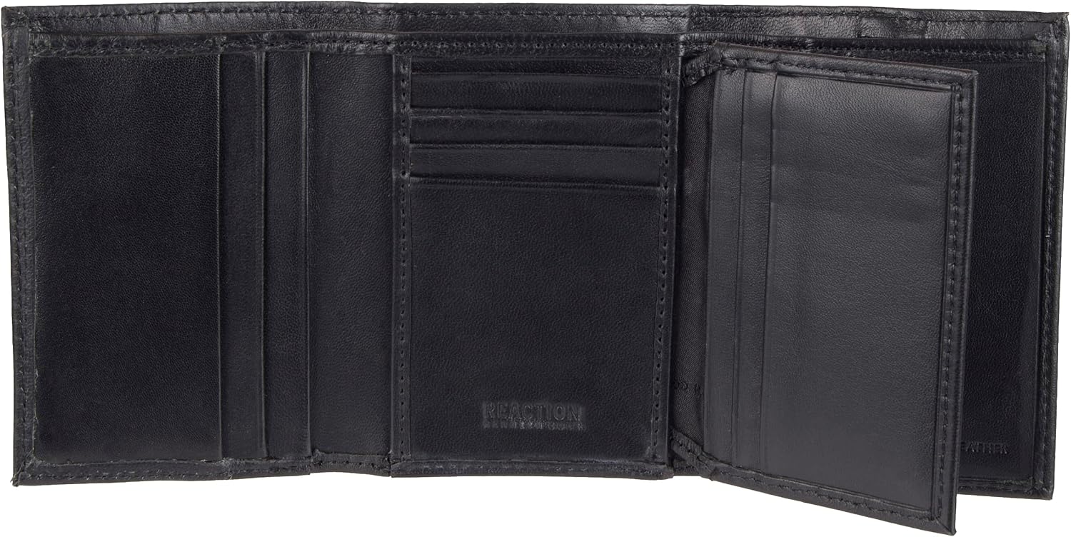 BILLETERA KENNETH COLE REACTION SLIM TRIFOLD DE CUERO CON BLOQUEO RFID NEGRO PLAQUE TALLA ÚNICA - 2