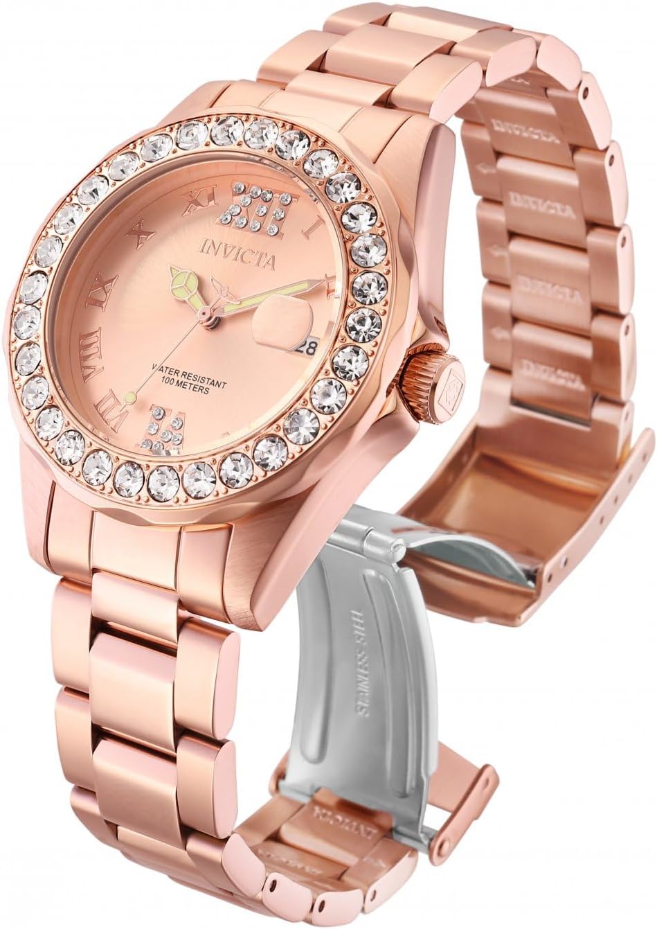 RELOJ DE PULSERA INVICTA PRO DIVER PARA MUJER ACERO INOXIDABLE CON DETALLES EN CRISTAL Y BAÑO IONIZADO 18K DORADO - 2