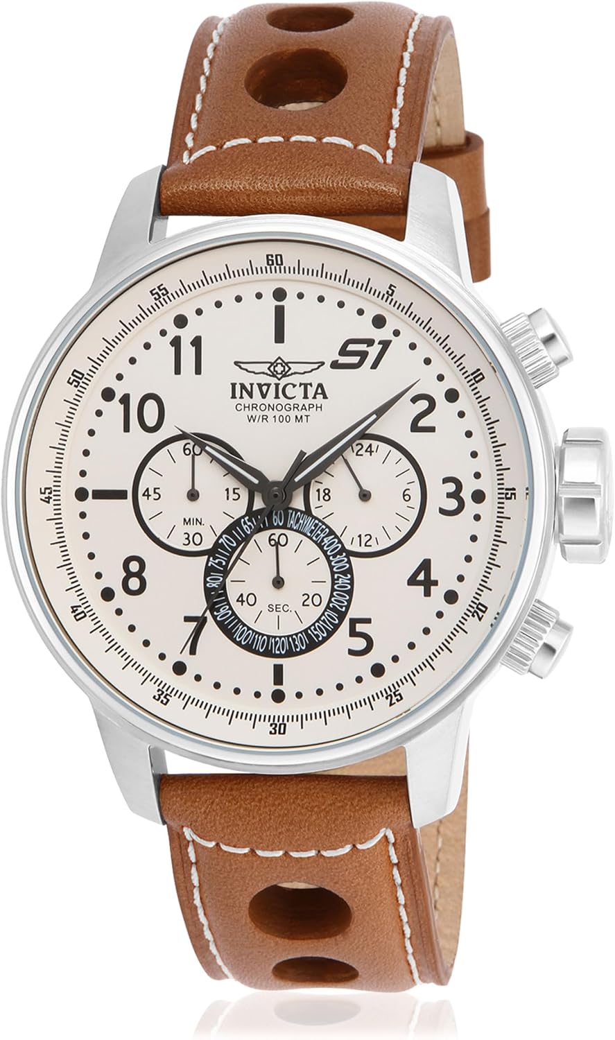 RELOJ DE PULSERA INVICTA S1 RALLY CRONÓGRAFO ACERO CON CORREA DE CUERO MARRÓN - 1