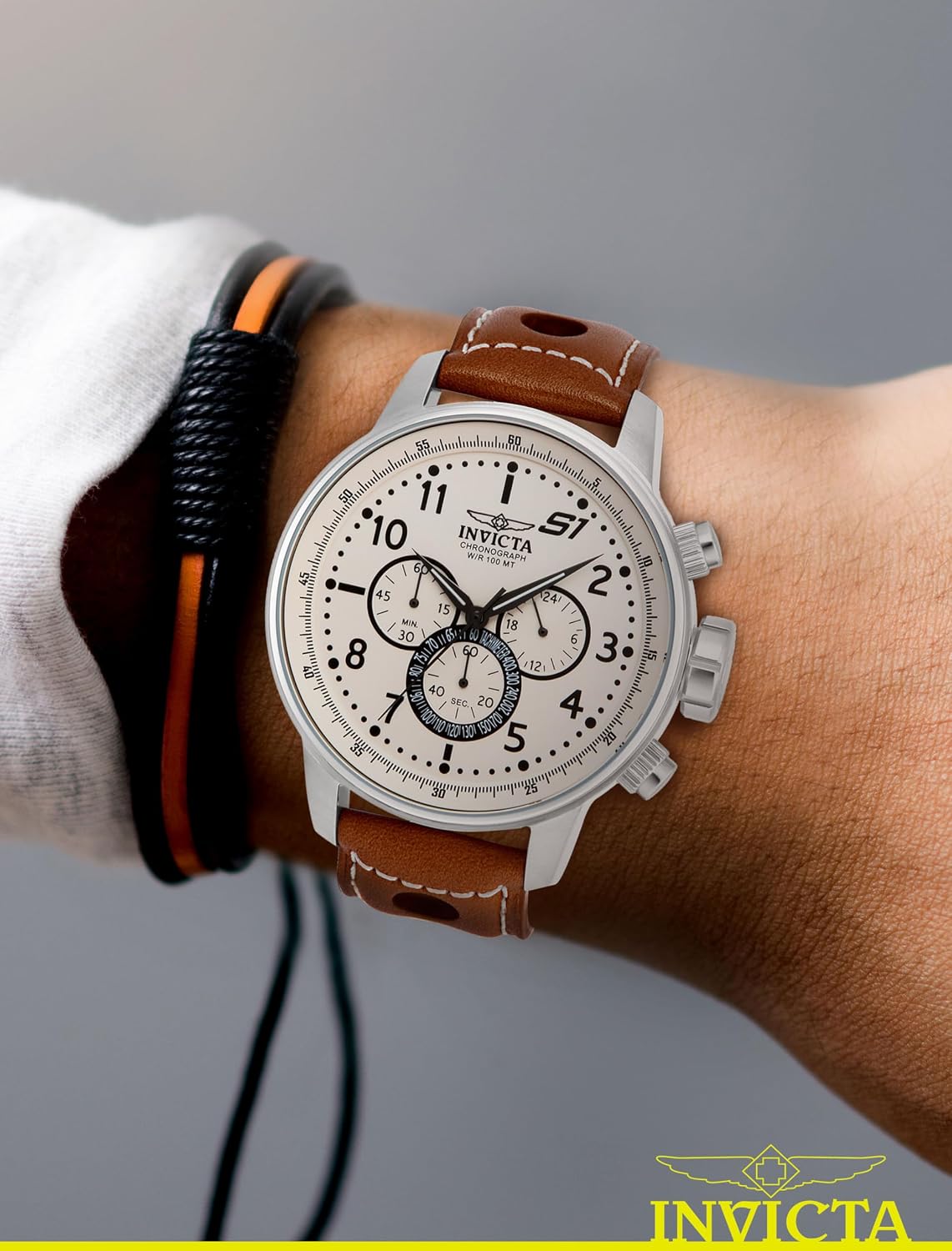 RELOJ DE PULSERA INVICTA S1 RALLY CRONÓGRAFO ACERO CON CORREA DE CUERO MARRÓN - 2