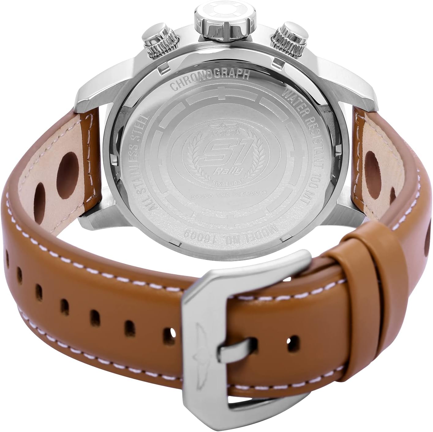 RELOJ DE PULSERA INVICTA S1 RALLY CRONÓGRAFO ACERO CON CORREA DE CUERO MARRÓN - 4