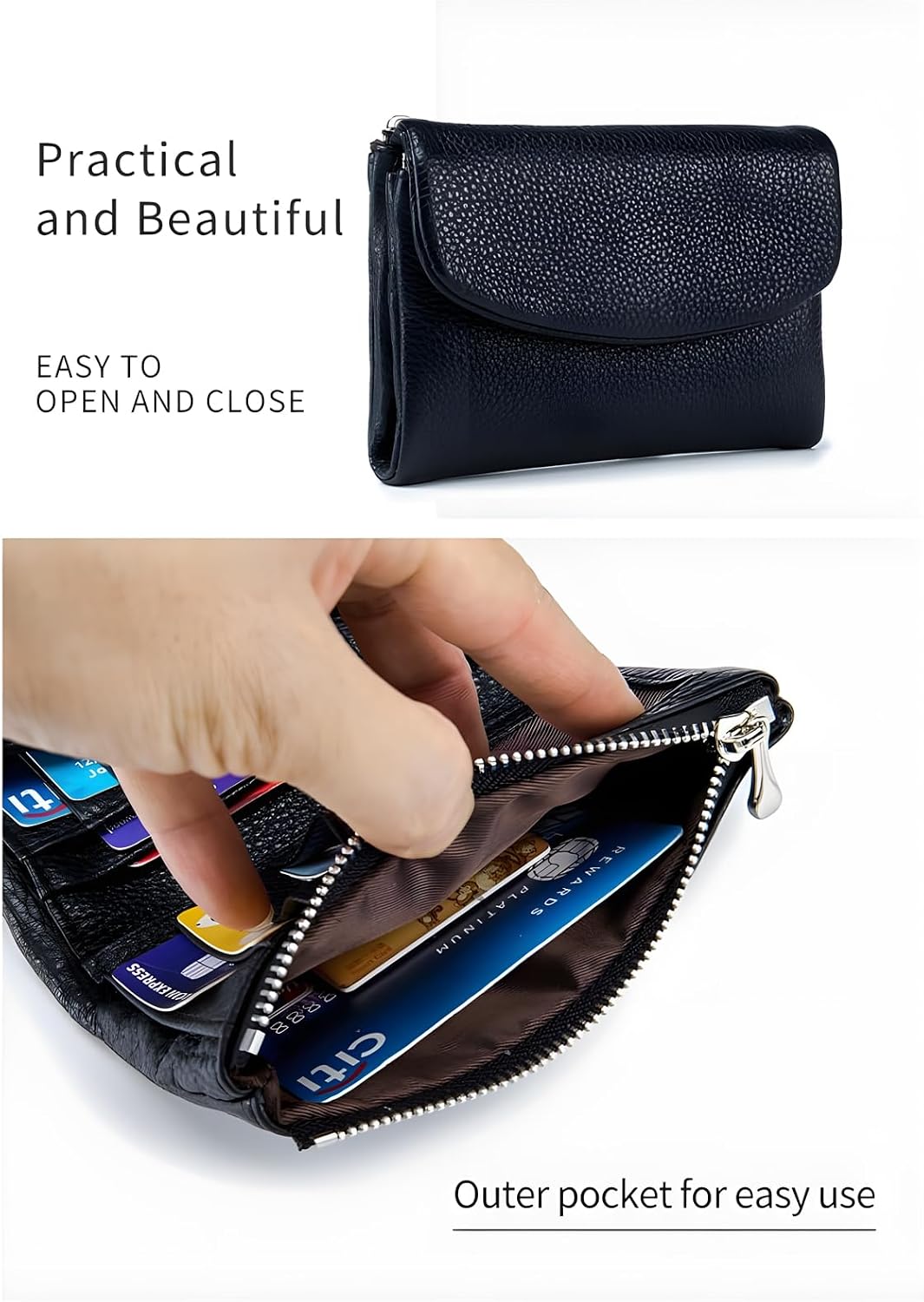 BILLETERA UNISEX ATLODAS DE CUERO GENUINO CON MONEDERO Y PORTA TARJETAS 5.3 PULGADAS - 5