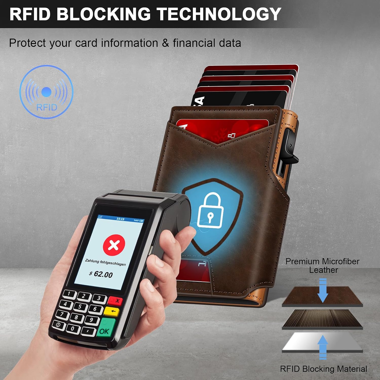 BILLETERA PARA HOMBRE SEMORID CON TARJETERO POP UP Y BLOQUEO RFID - 3