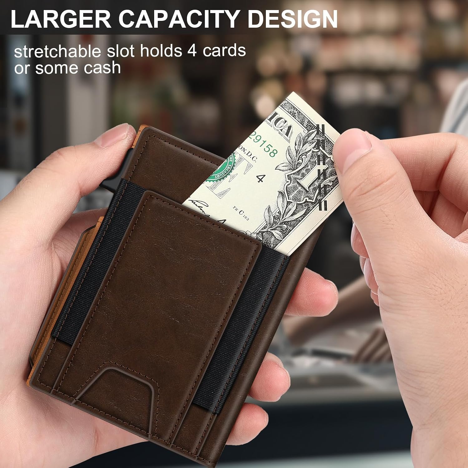 BILLETERA PARA HOMBRE SEMORID CON TARJETERO POP UP Y BLOQUEO RFID - 4