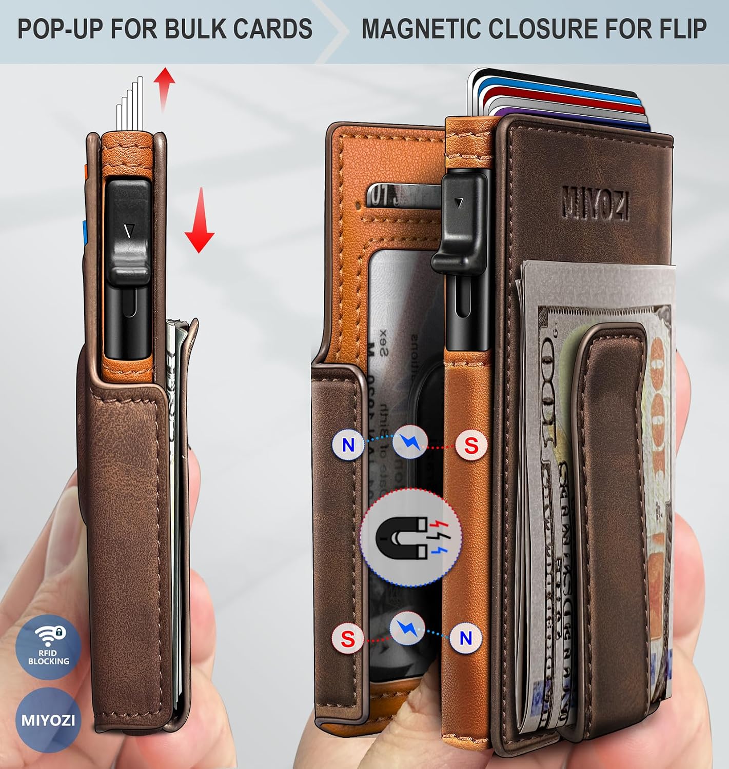 BILLETERA PARA HOMBRE MIYOZI POP UP CON CLIP PARA DINERO Y PROTECCIÓN RFID - 3