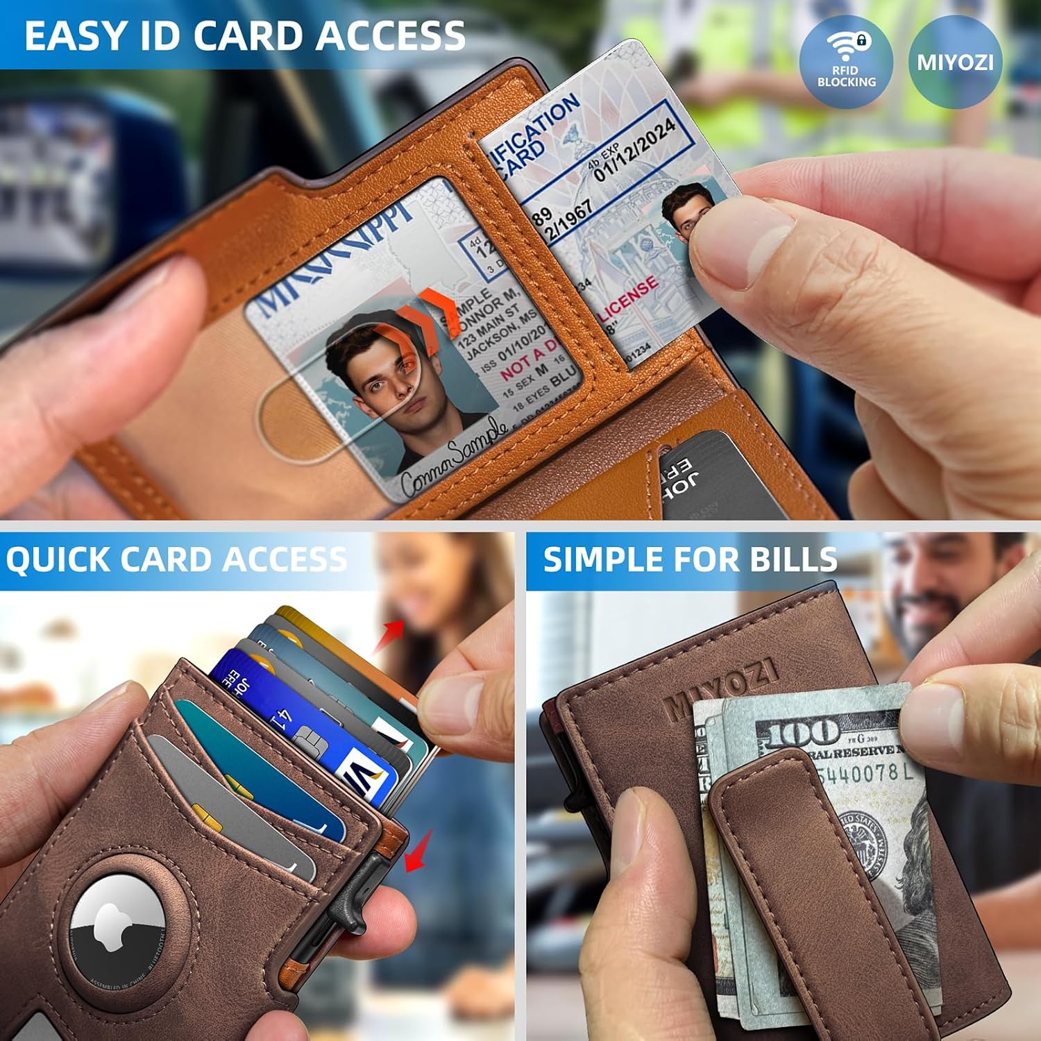 BILLETERA PARA HOMBRE MIYOZI POP UP CON CLIP PARA DINERO Y PROTECCIÓN RFID - 5
