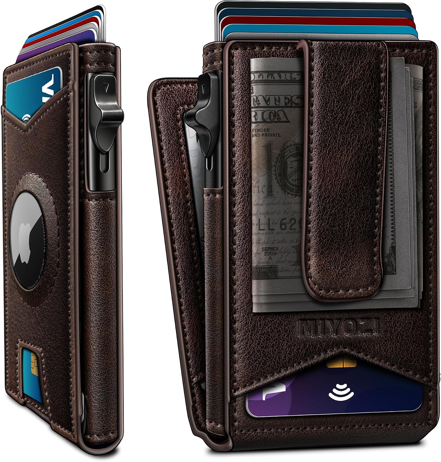 BILLETERA PARA HOMBRE MIYOZI AIRTAG CON CLIP PARA DINERO Y 9 TARJETAS - 1