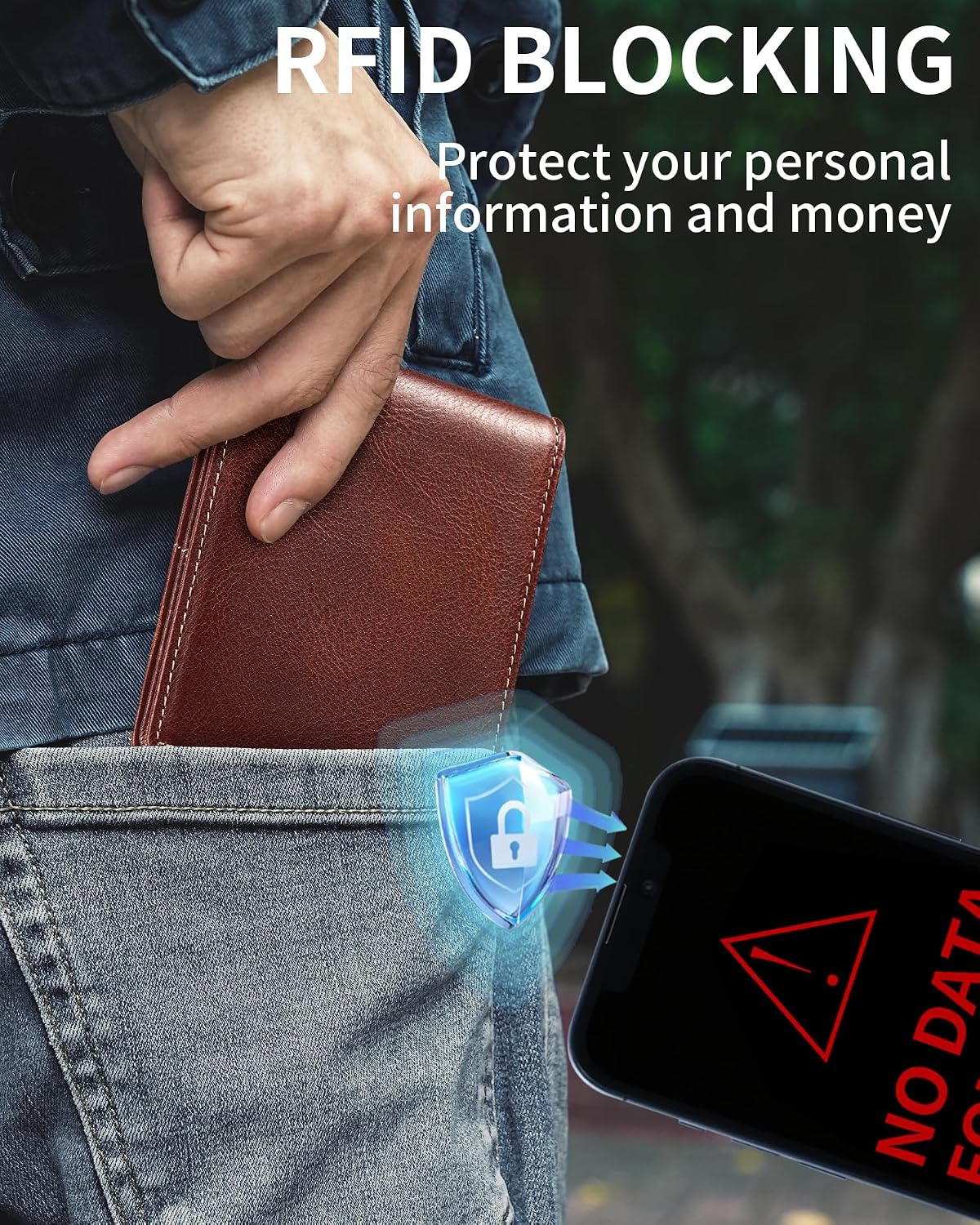 BILLETERA PARA HOMBRE ARTPAXY BIFOLD DE CUERO GENUINO CON BLOQUEO RFID Y 13 PORTA TARJETAS - 4